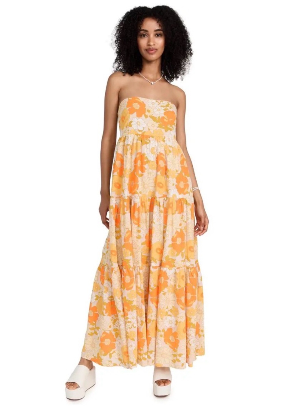 Mille Strapless Poll Dress in Retro Floral